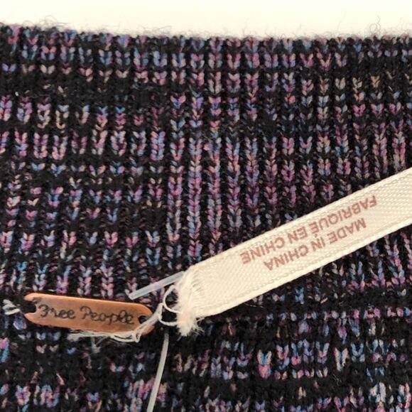 Free People Sweater Women Medium Heather Dark Purple Bomber Jacket Zip Front - Picture 12 of 16